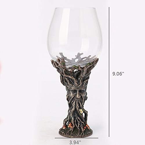 Veronese Design 9 Inch Green Man Ent Mushroom Wine Glass Cold Cast Resin Bronze Finish Statue Home Decor