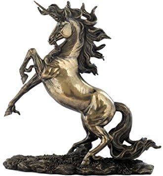 US 12.25 Inch Rearing Unicorn on Two Feet Cold Cast Bronze Figurine