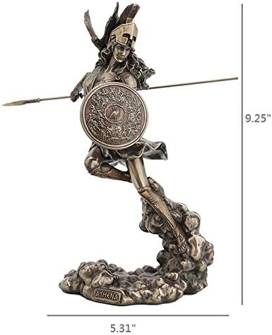 Veronese Design 9 1/4 Inch Greek Goddess Athena Holding Spear and Shield Cold Cast Resin Bronze Finish Statue Home Decor