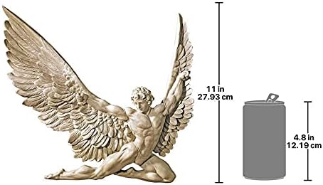 Icarus Winged Man Wall Sculpture, Polyresin, Ancient Ivory, Living Room, 28 cm