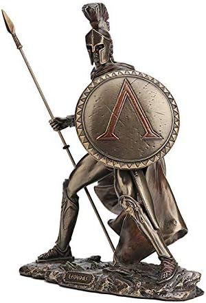 Veronese Design Greek King Leonidas Battle Warrior of Sparta Bronze Finished Tabletop Statue