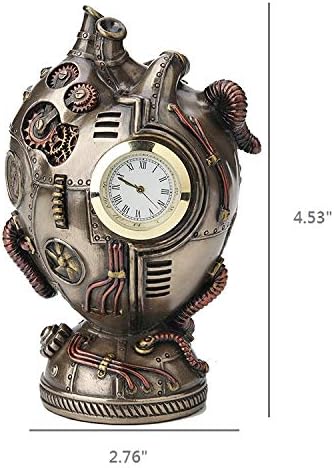 Veronese Design 4 1/2 Inch Steampunk Heart Clock Cold Cast Resin Antique Bronze Finish Statue Home Decor