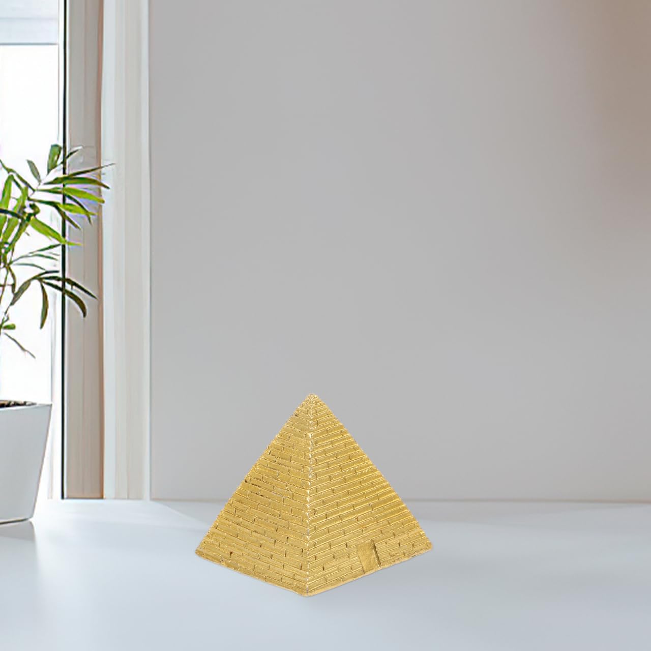 POPETPOP Resin Small Pyramid Model Egyptian Pyramid Mini Sculpture Decorative Figurine for Home Office Bookshelf Desk Display