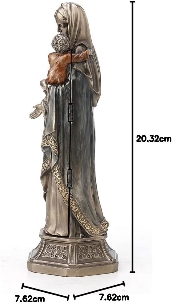 Veronese Design 7 7/8 Inch Tall Madonna and Baby Jesus Triptych Religious Decor Gift Cold Cast Bronzed Resin Faith Collecitbles Nativity Design