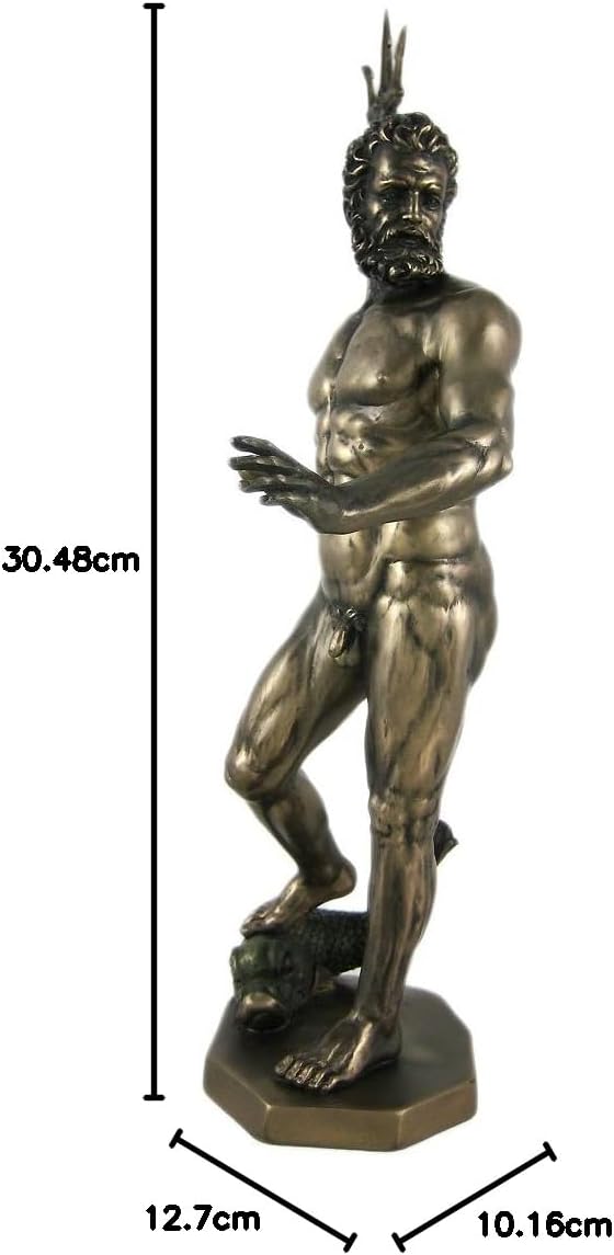 Greek God Poseidon Nude Bronzed Statue Neptune