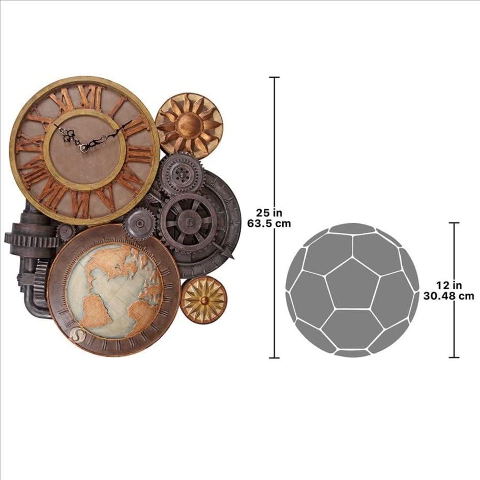 Design Toscano Gears of Time Steampunk Wall Clock Sculpture, Large 63.5 cm, Polyresin, Full Color