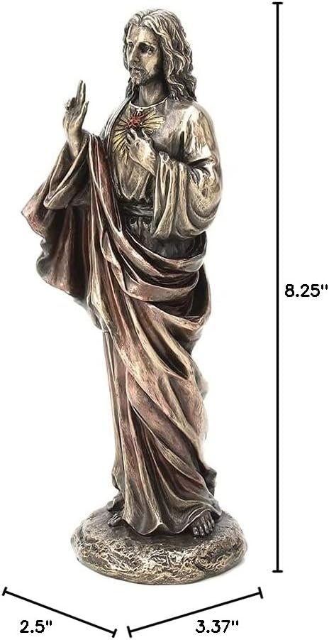 Veronese Design 8 1/4" Tall Sacred Heart of Jesus Cold Cast Bronzed Resin Statue Religious Sculpture Home Decor Gift