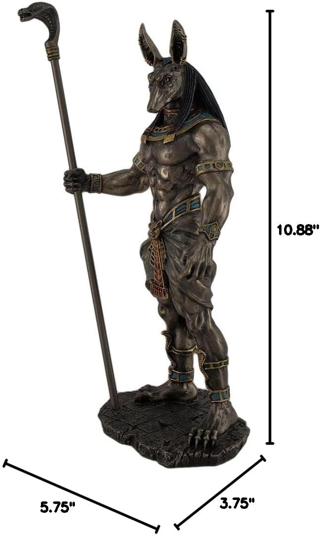 Veronese Design Anubis Holding Cobra Head Scepter Statue