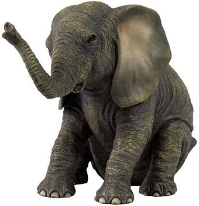 Baby Elephant Sitting Animal Figurine 6.125" H
