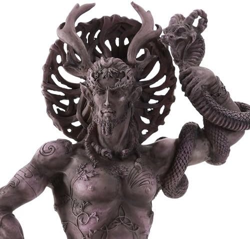 Celtic Horned God Cernunnos Collectible Statue by Artist Maxine Miller 10 Inch (Grey Stone)