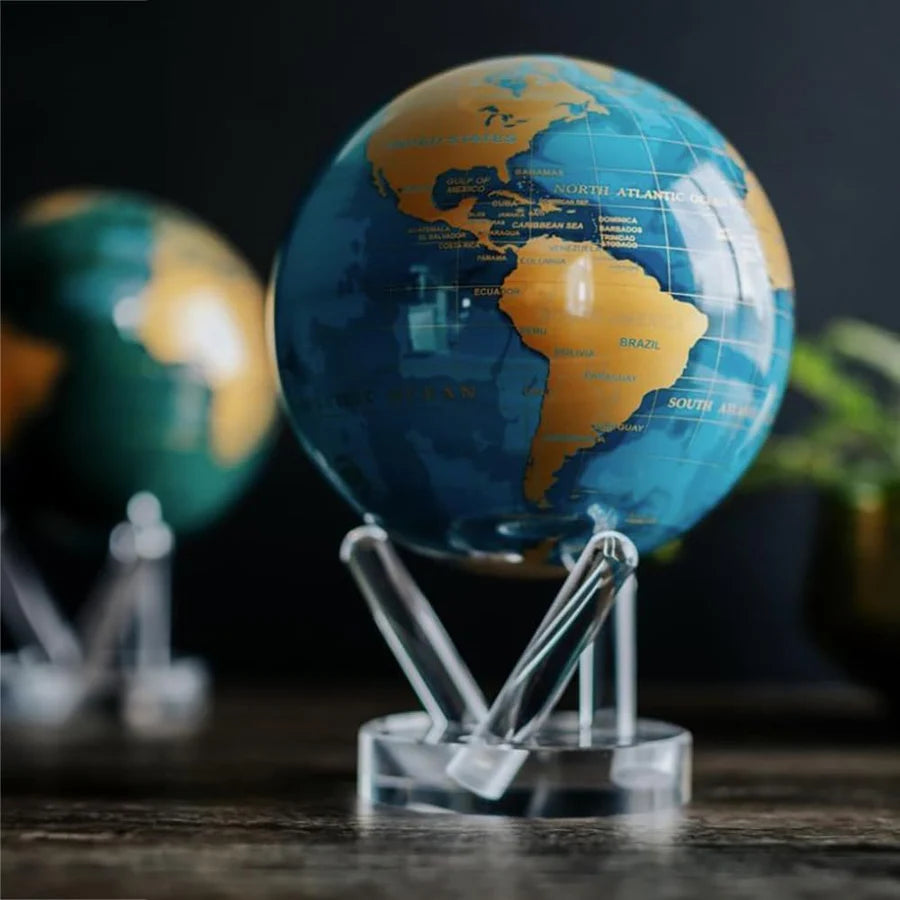 8.5" Mova Globe Modern Blue and Gold
