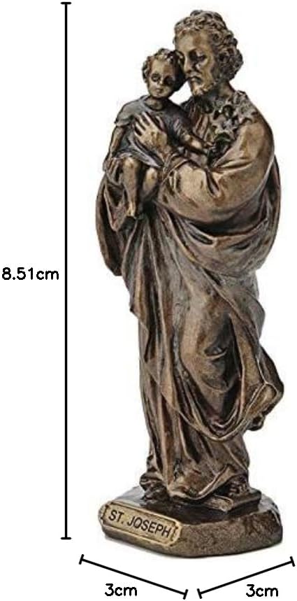 Veronese Design 3 3/8 Inch Saint Joseph Cast Resin Hand Painted Antique Bronze Finish Statue Home Decor