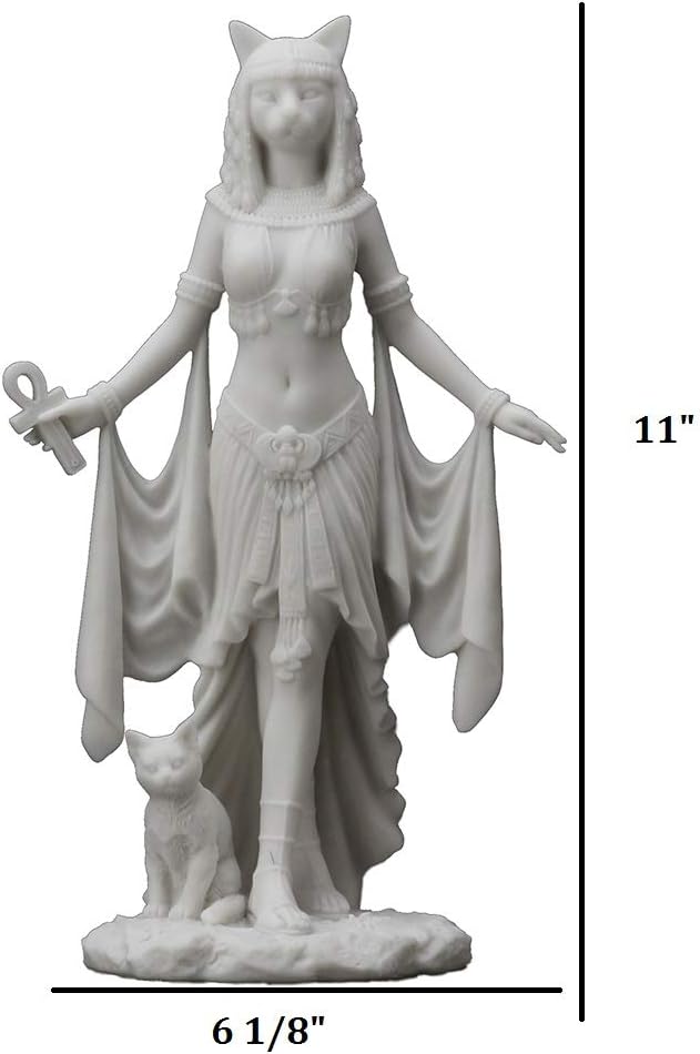 Veronese Design 10 Inch Bastet Egyptian Goddess of Protection Resin Sculpture Marble White Finish