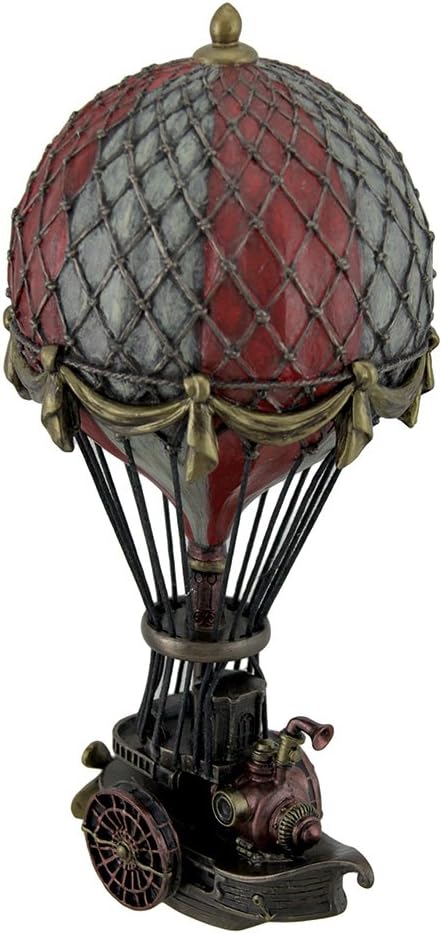 Veronese Design Hand Painted Steampunk Hot Air Balloon Fantasy Statue