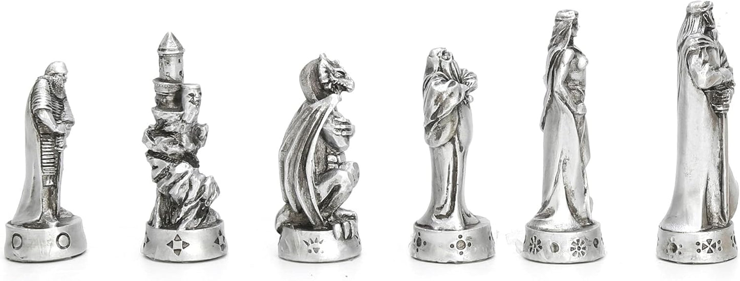 Veronese Design Beautiful Gold and Silver Finish Medieval Fantasy Chess Men Set