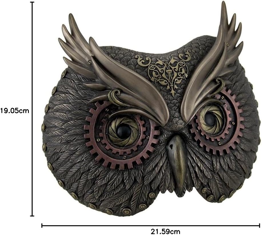 Veronese Design Metallic Bronze Steampunk Owl Head Wall Mask