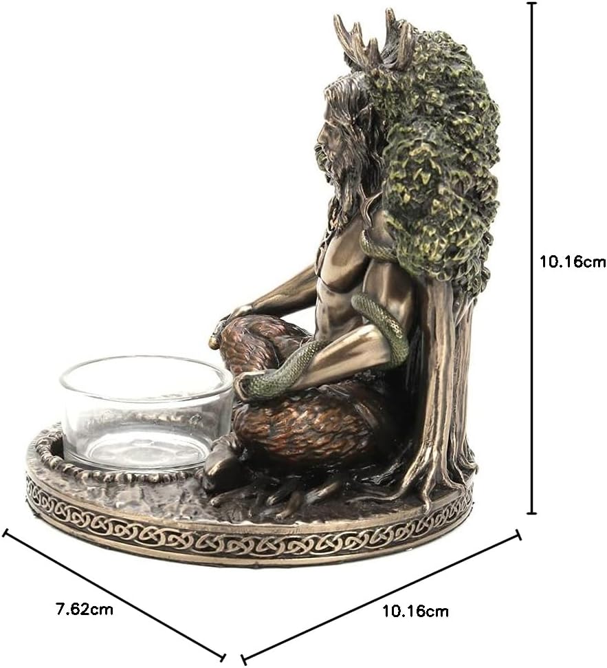 Veronese Design Celtic Horned God Cernunnos Bronze Finished Tealight Candle Holder