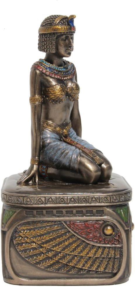 Trinket Box, Kneeling Egyptian Queen, Cold Cast Bronze