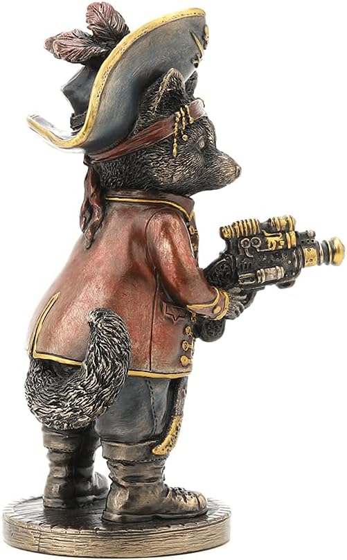 Veronese Design Bronze Finish Jolly Roger Steampunk Buccaneer Raccoon Statue