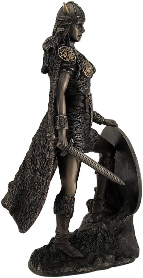Veronese Design Viking Shieldmaiden Bronze Finished Statue Norse Mythology