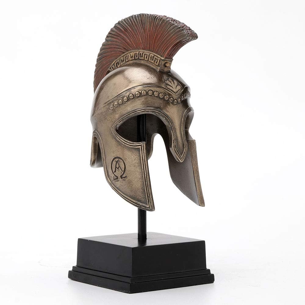 Veronese Design 8 1/4 Inch Spartan Hoplite Helmet Display Cold Cast Resin Bronze Finish Sculpture Tabletop Decoration