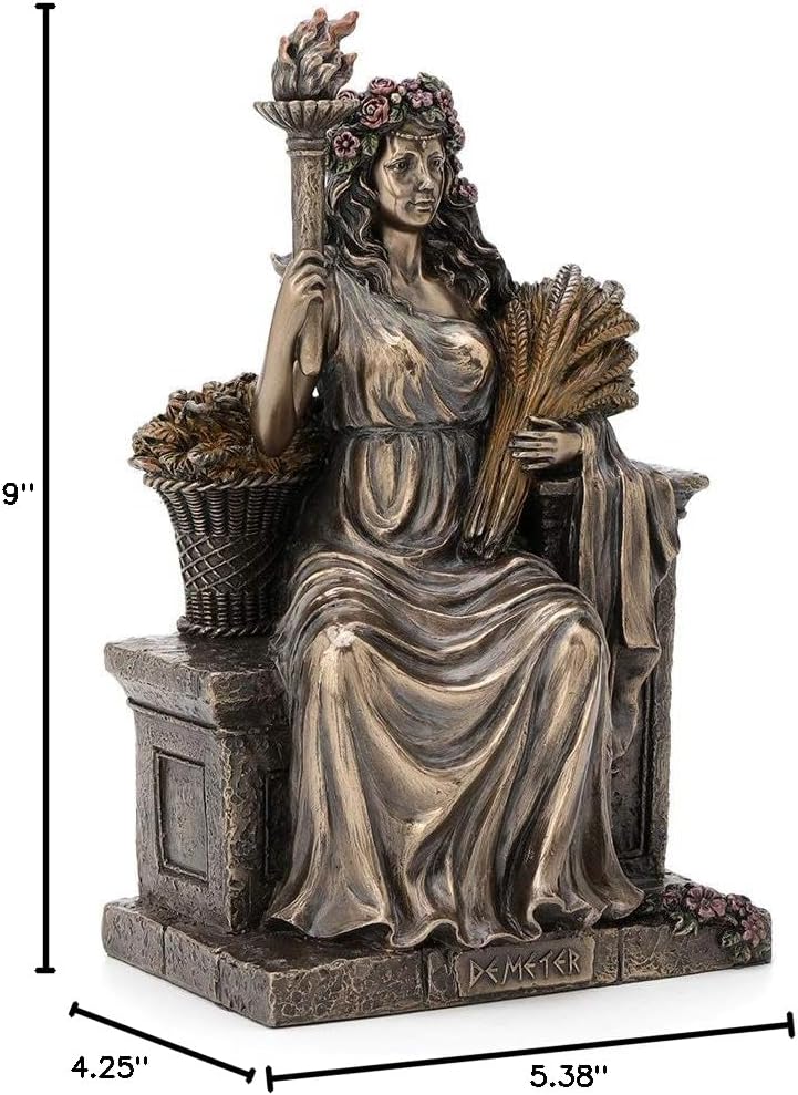 Veronese Design 9 Inch Demeter Greek Roman Goddess of Agriculture Sitting Throne Antique Bronze Finish Statue