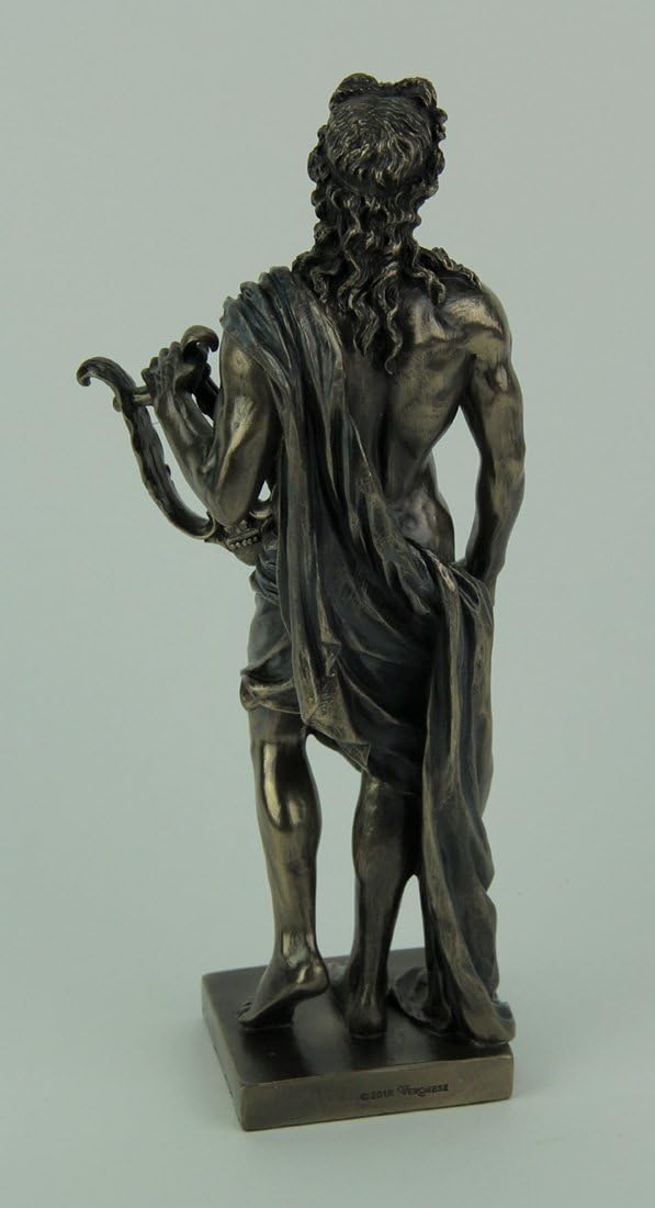 Polyresin Posing Greek God Apollo Holding His Lyre Statue