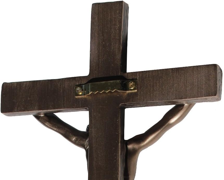 Unicorn Studios US 13 Inch Cold Cast Crucifix Religious Wall Plaque, Bronze Color