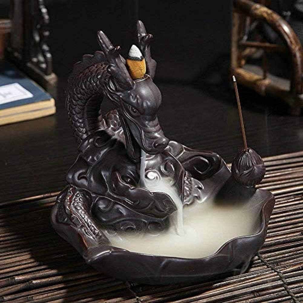 Ceramic Dragon Backflow Incense Burner, Home Decorate Waterfall Incense Holder