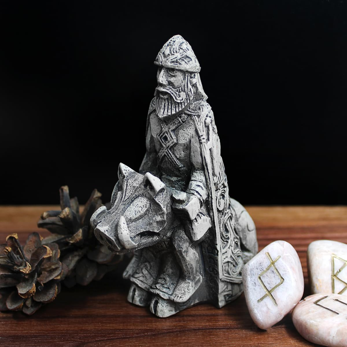 Dryad Design Freyr Norse God of Harvest Figurine - Stone Finish