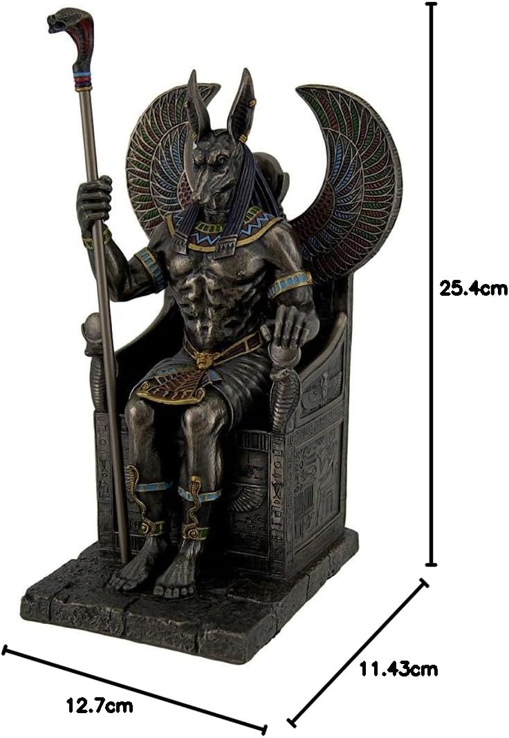 Veronese Design Bronze Finished Egyptian God Anubis on Throne Statue
