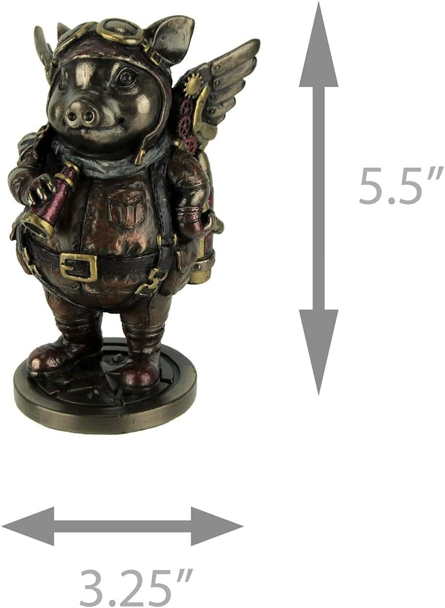 Veronese Design Steampunk Aviator Flying Pig Aeronaut Statue