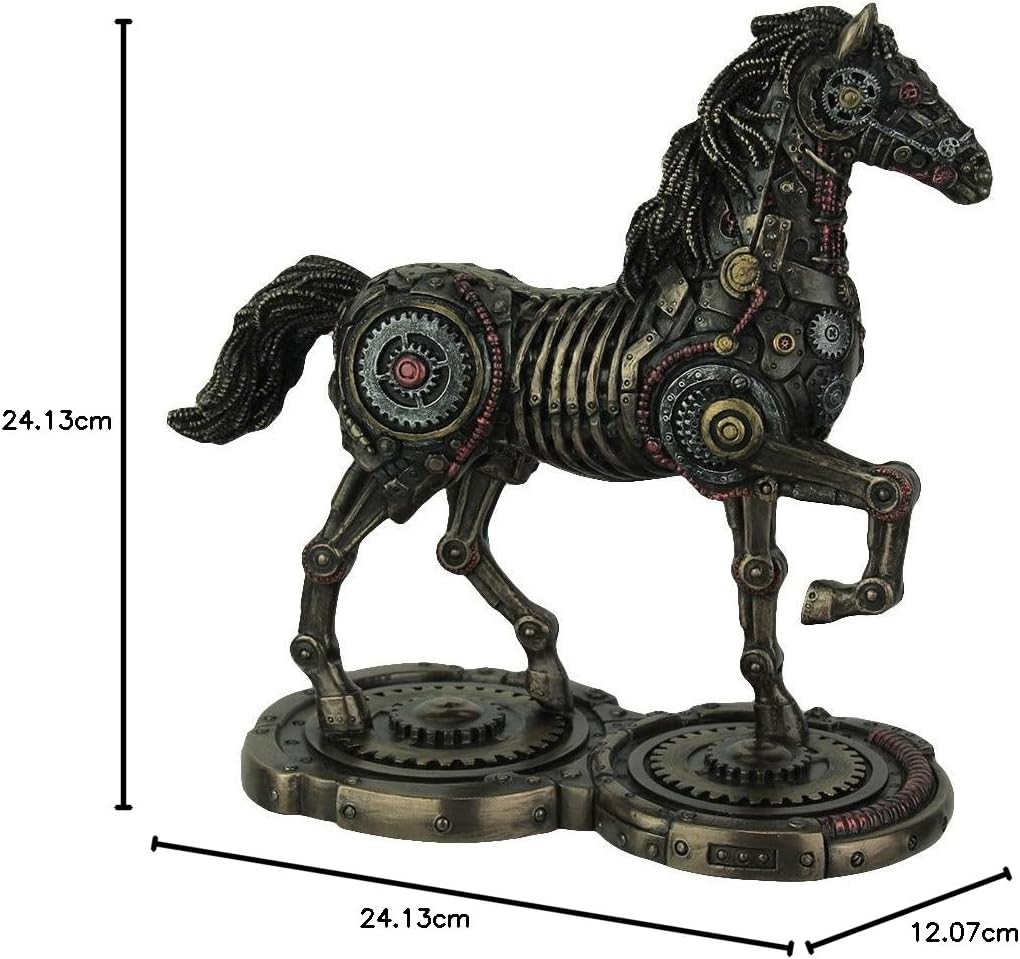 Veronese Incredibly Detailed Steampunk Style Prancing Horse Statue