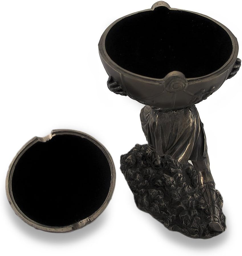 Bronzed Atlas Holding Up Celestial Sphere Statue/Storage Box