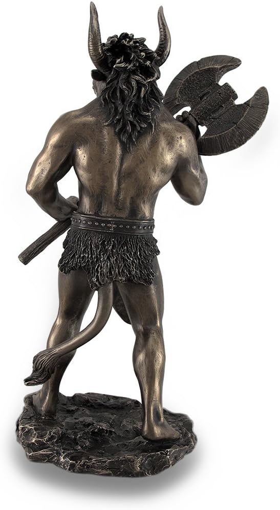 Veronese Design Bronze Finished Minotaur with Labrys Statue Greek Mythology