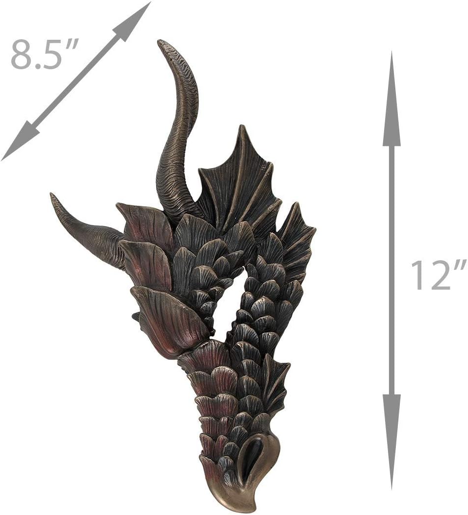 Zeckos Metallic Bronze Finish Dragon Head Wall Mask Medieval Decor