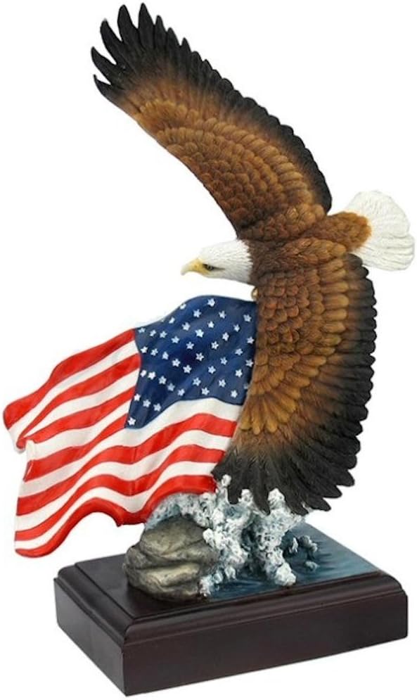 Veronese Design American Pride - Soaring Bald Eagle with American Flag Sculpture