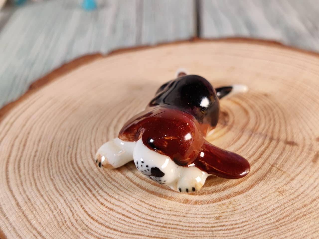 Mini Beagle Dog Ceramic Miniature Aussie Figurine Animal Collectible Decor Gift2