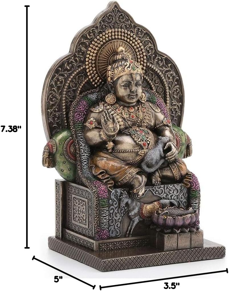 Veronese Design 7 3/8 Inch Lord Kubera Hindu God of Wealth Kuvera Kuber Kuberan Protector of The World Cold Cast Resin Antique Bronze Finish Statue