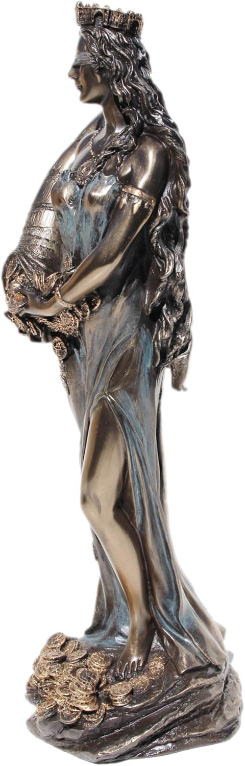 US 11.38 Inch Blinded Greek Goddess Fortuna Cold Cast Bronze Figurine