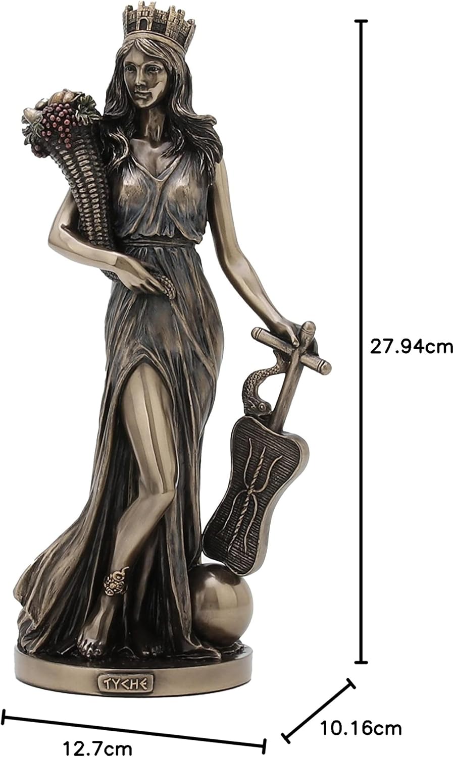 Veronese Design Bronze Finished Tyche Greek Goddess Of Fortune and Prosperity Statue Fortuna Lady Luck, Length 5 1/8 * Width 4 1/8 * Height 11 1/4 (Inch),WU77777A4