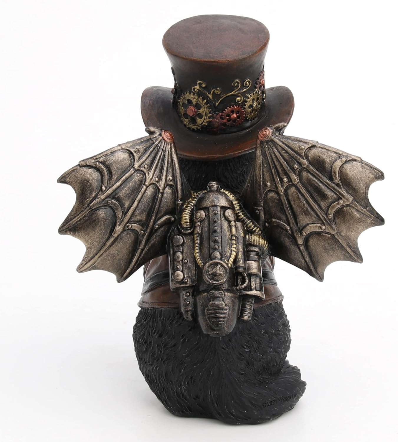 Hand Painted Steampunk Victorian Inventor Cat Statue With Wings and Top Hat 5 Inches Tall