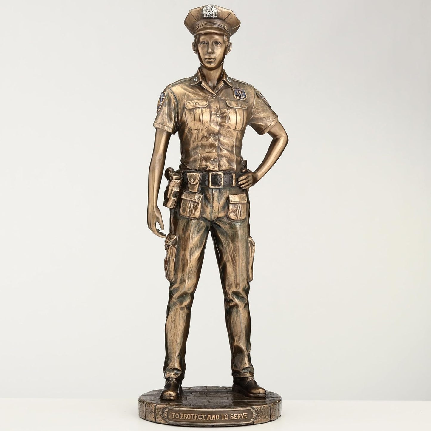 Veronese Design 11 3/8 Inch Police Woman Protect and Serve Police Officer Tribute Statue Cold Cast Resin Bronze Finish