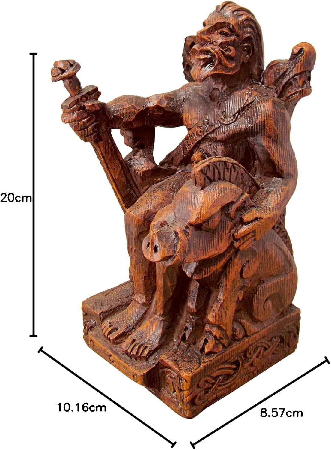 Dryad Design Freyr Statue Norse God of Fertility and The Sun - Viking Home Decor Figure (Wood Finish)