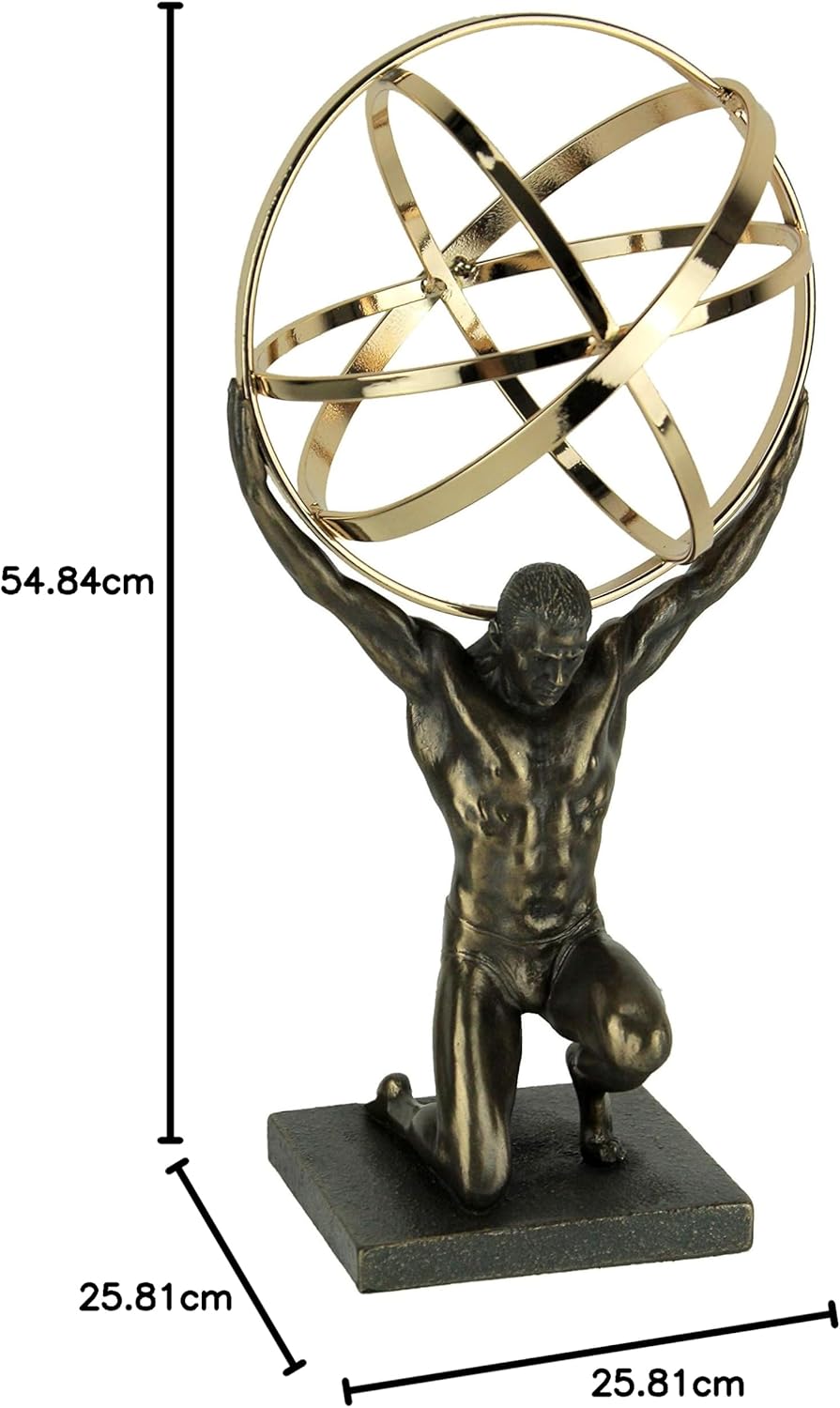 Bronze and Gold Finish Atlas Carrying Celestial Sphere Statue