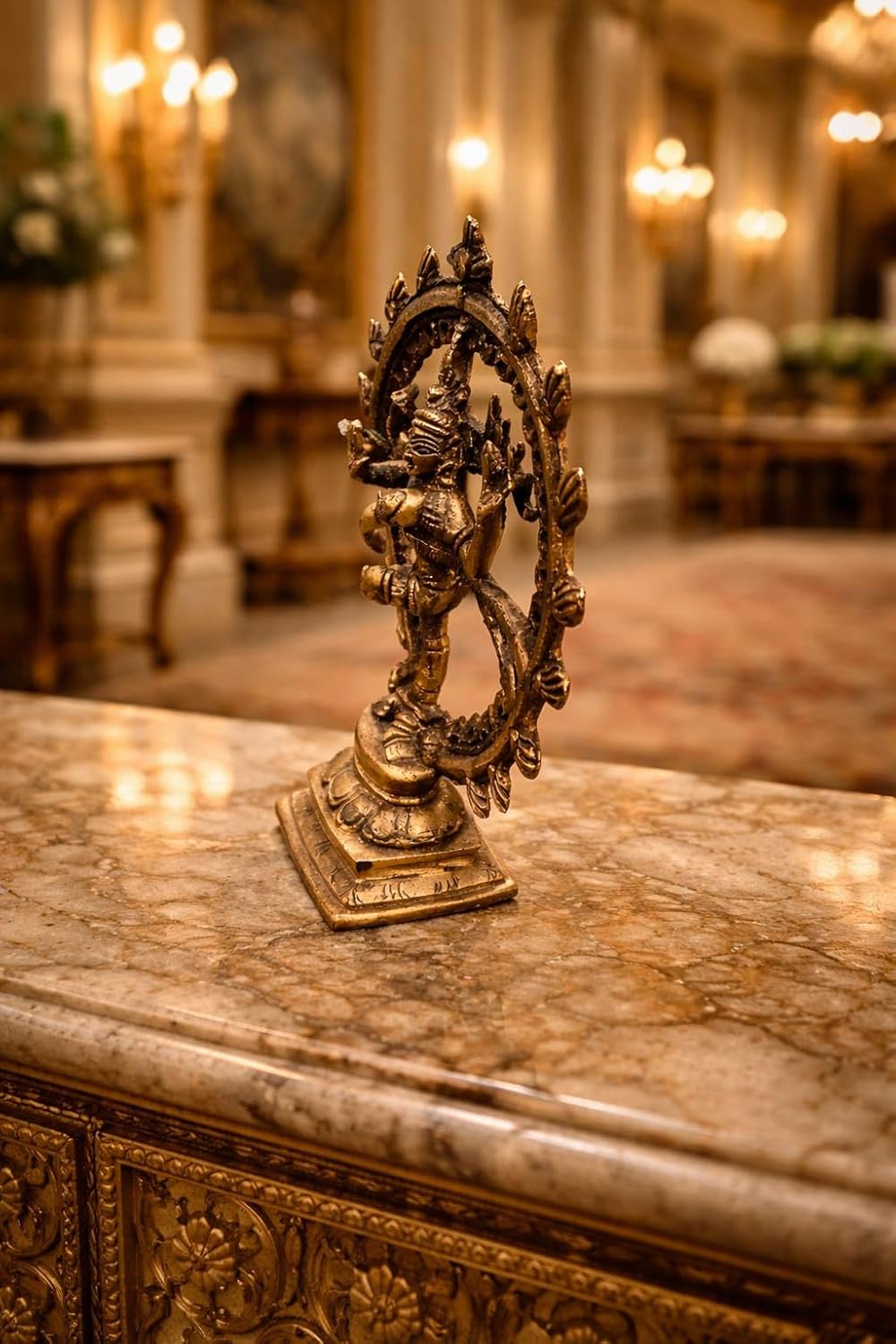 Hindu God Deity Shiva Dancing Nataraja Natraj Brass Statue Sculpture for Home Decor Temple Mandir 6.5"