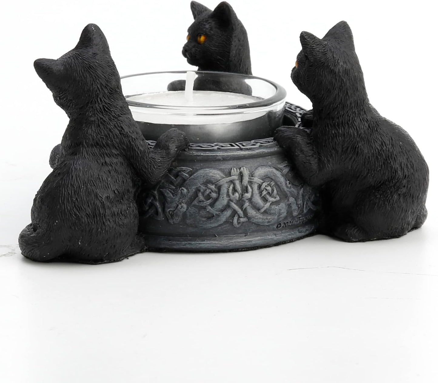 Veronese Design 2 Inch Black Cats Candle Tea Light Holder Resin Hand Painted Figurine