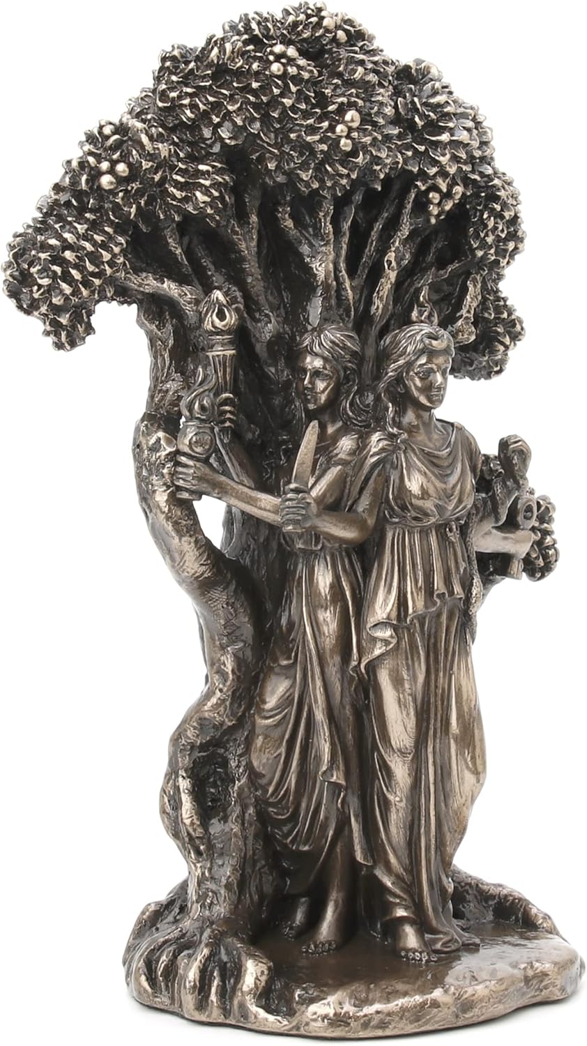 Veronese Design 7 1/4" Triple Moon Goddess Hecate Resin Statue Antique Bronze Finish