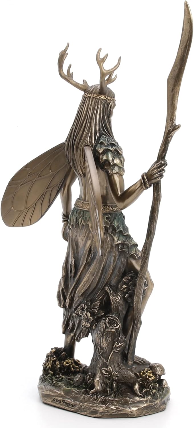 Veronese Design Celtic Antler Druid Wielding Staff Bronze Resin Statue Pagan Home Decor Sculpture