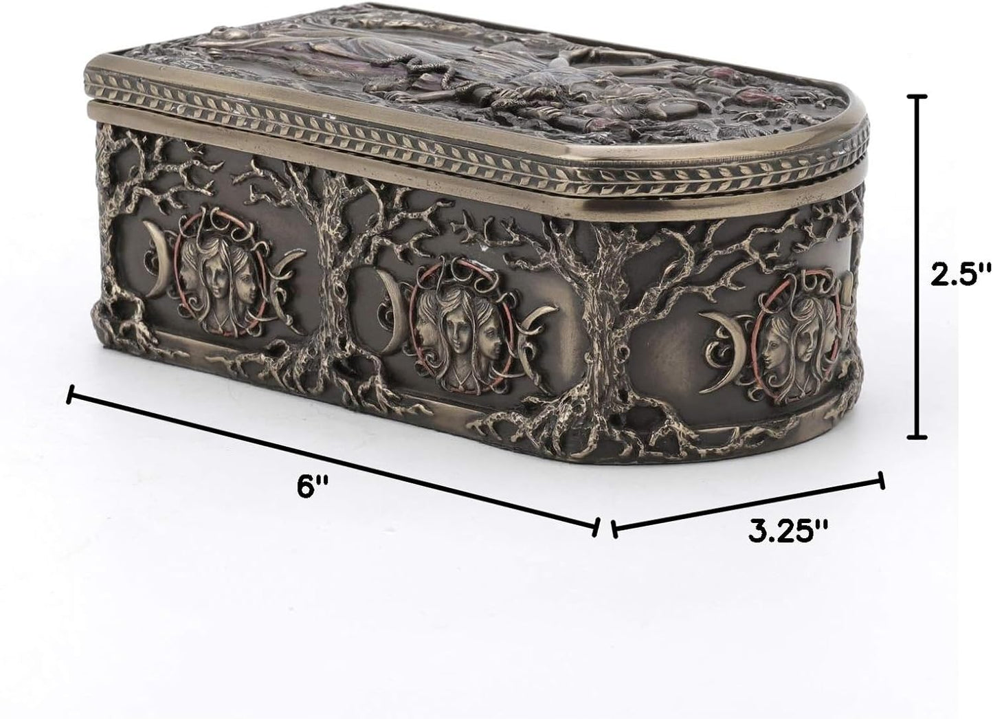 Veronese Design 6 1/8 Inch Hecate Triple Goddess Decorative Trinket Box Cold Cast Resin Bronze Finish